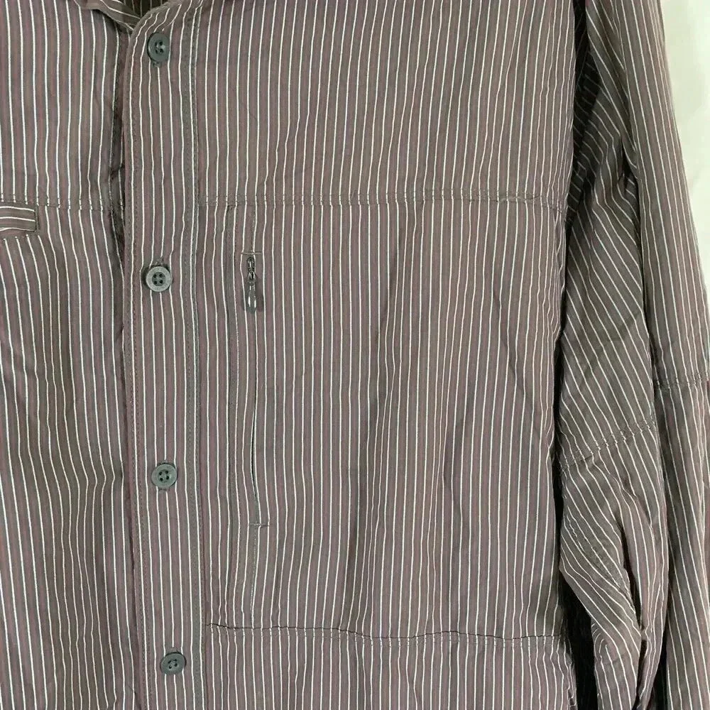 North Face Shirt Men's XXL Red Striped Long Sleeve Button Up Zip Pocket